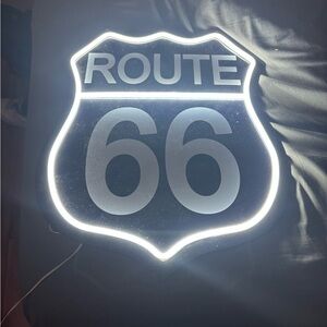 Route 66 Illuminated Wall Sign - White LED Home Décor